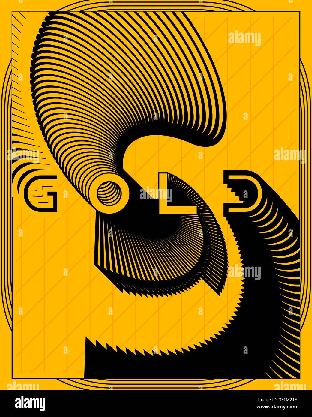 Affiche de typographie dynamique géométrique Texte Jaune Noir Mouvement Art mural Illustration de Vecteur