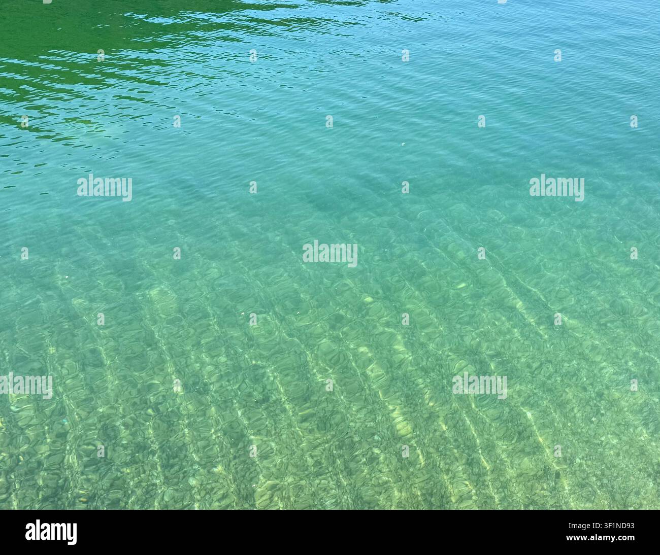 Texture de surface d'eau turquoise cristalline avec de légères ondulations. - Image de stock capturée avec un smartphone