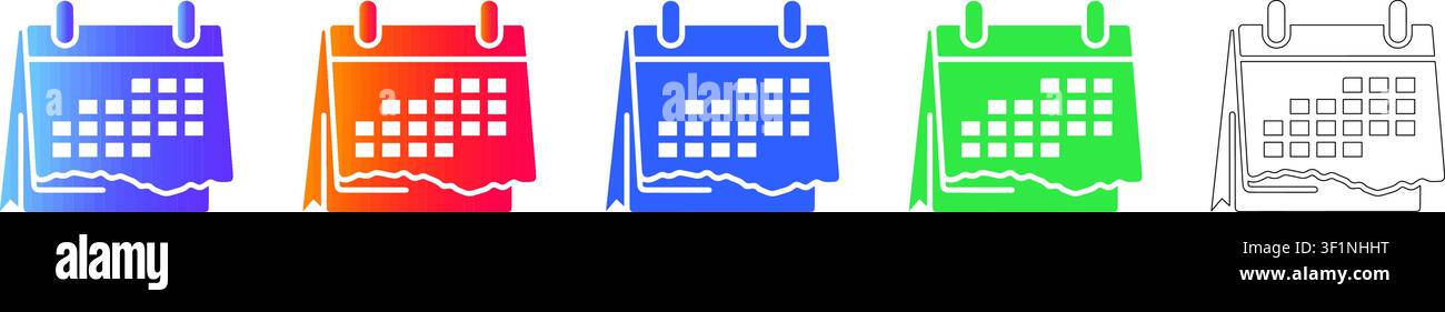 Ensemble d'icônes colorées pour calendrier de bureau vol 32279 Illustration de Vecteur