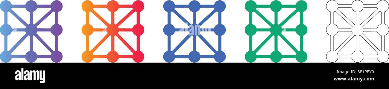 Icônes de connexion en grille de nœud de réseau vol 35644 Illustration de Vecteur