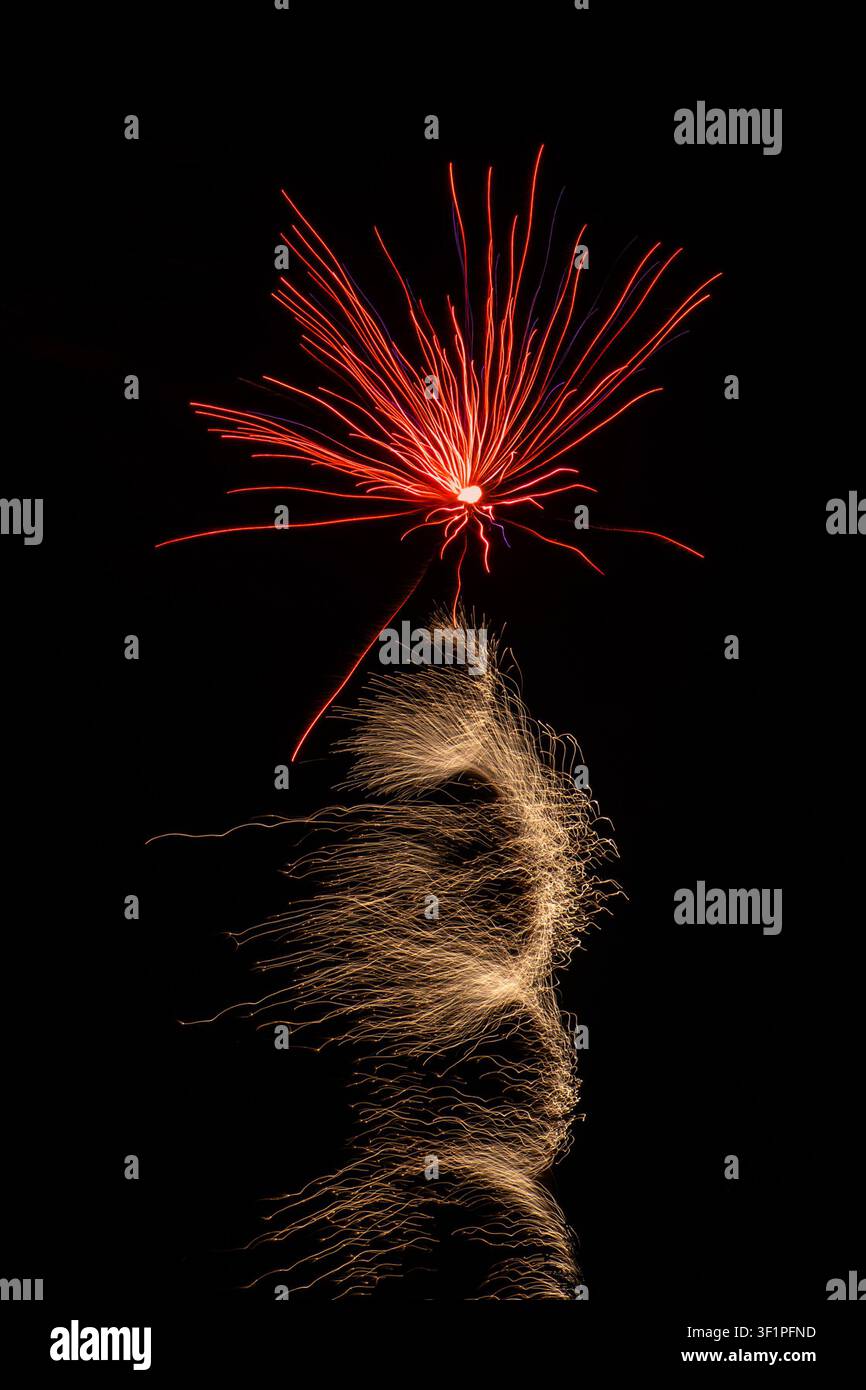 Feux d'artifice en mouvement Banque D'Images
