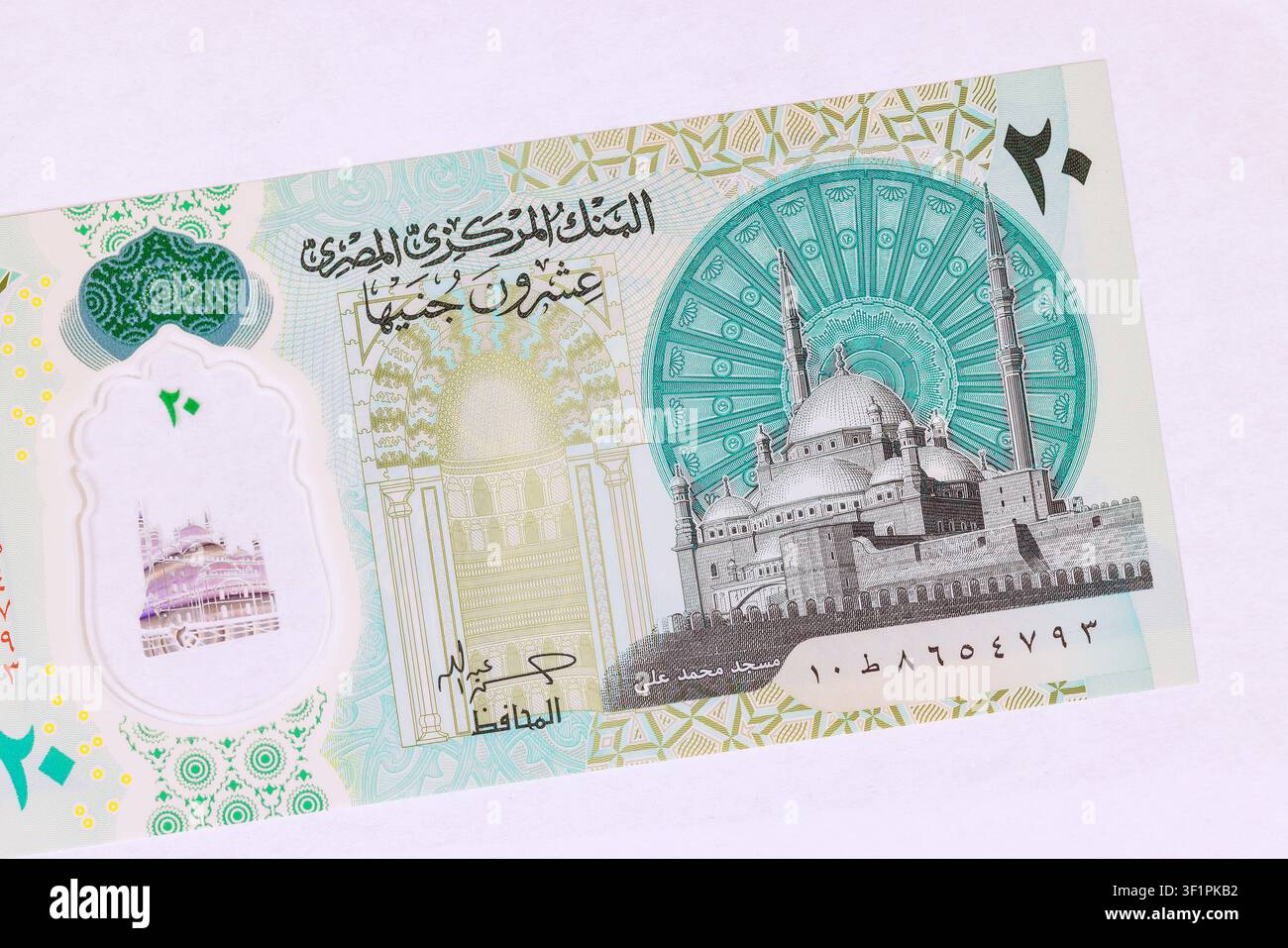 Billets de banque égyptiens de vingt livres arrangés pour des concepts d'affaires financières. Banque D'Images