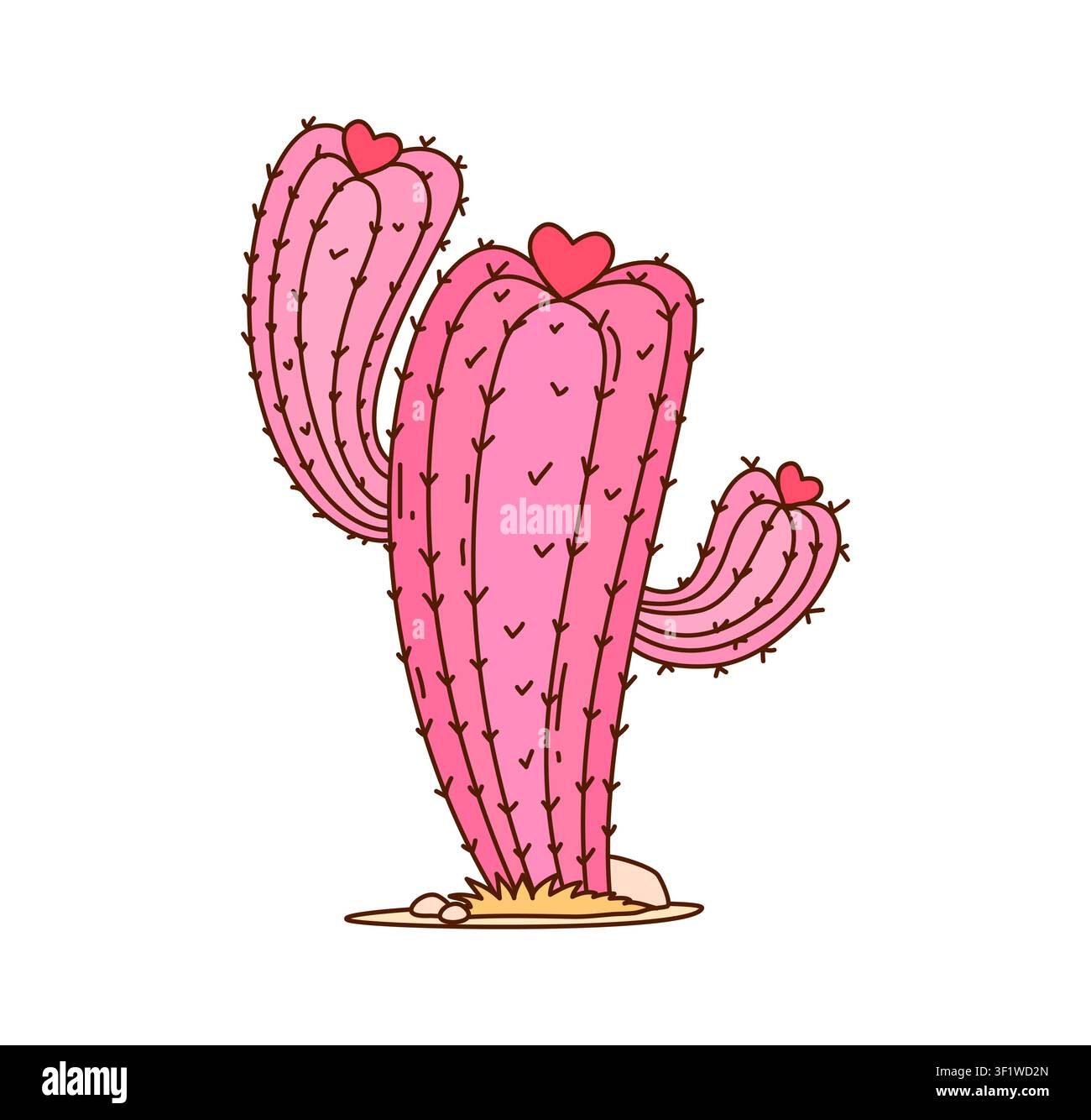 Cactus rose groovy, disco cow-girl ou cowboy girly Illustration de Vecteur