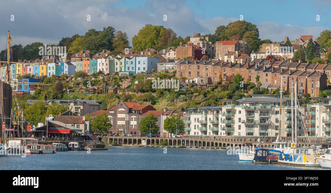 Vue panoramique de condensats chauds et quais de Bristol Clifton, UK Banque D'Images
