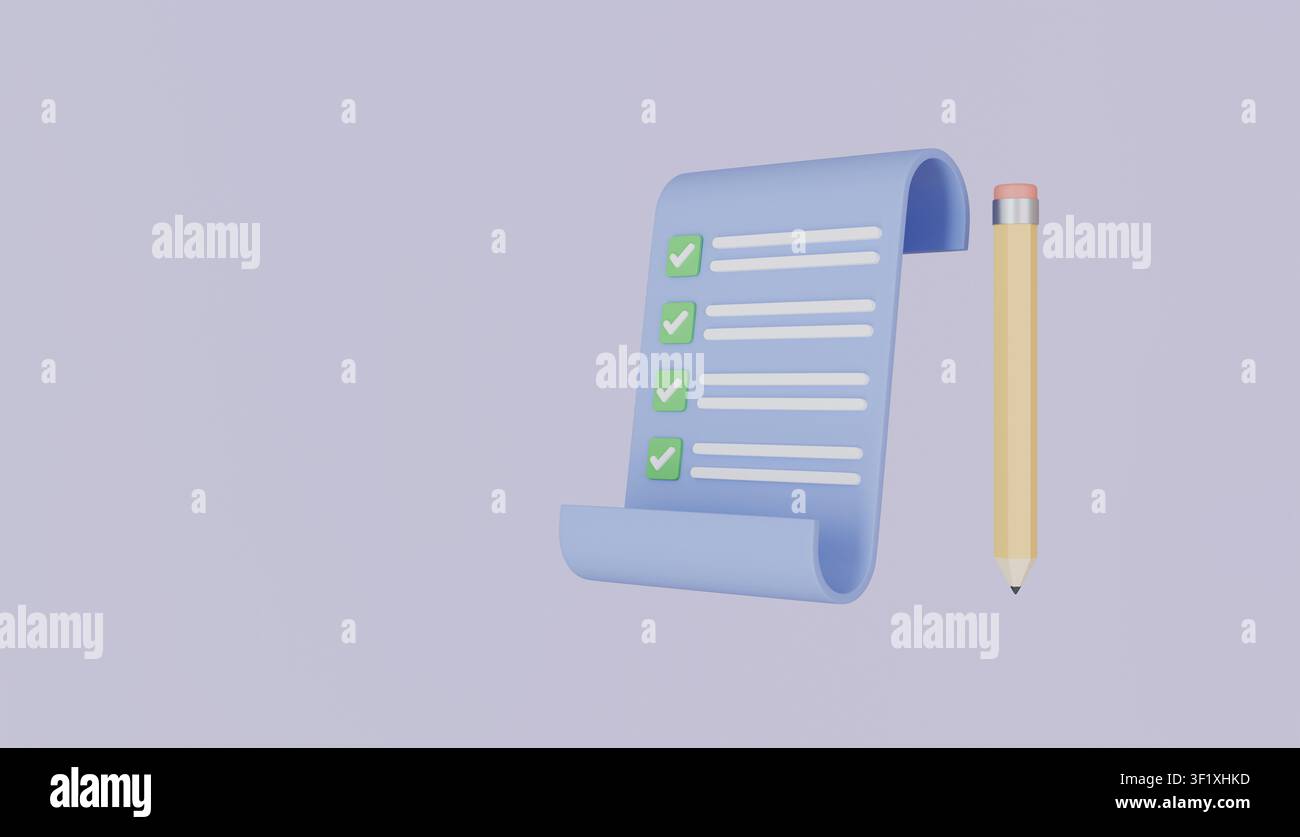 Gestion des tâches sur tableau de bord, liste de vérification To-Do, tableau et crayon, plan de projet de travail, concept de liste de vérification de productivité Banque D'Images