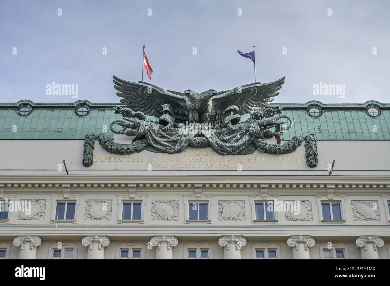 Double eagle, toit, Ministère fédéral du Travail, des Affaires sociales, de la Santé, des Soins et de la Protection des consommateurs, Stubenring, Vienne, Autriche Banque D'Images