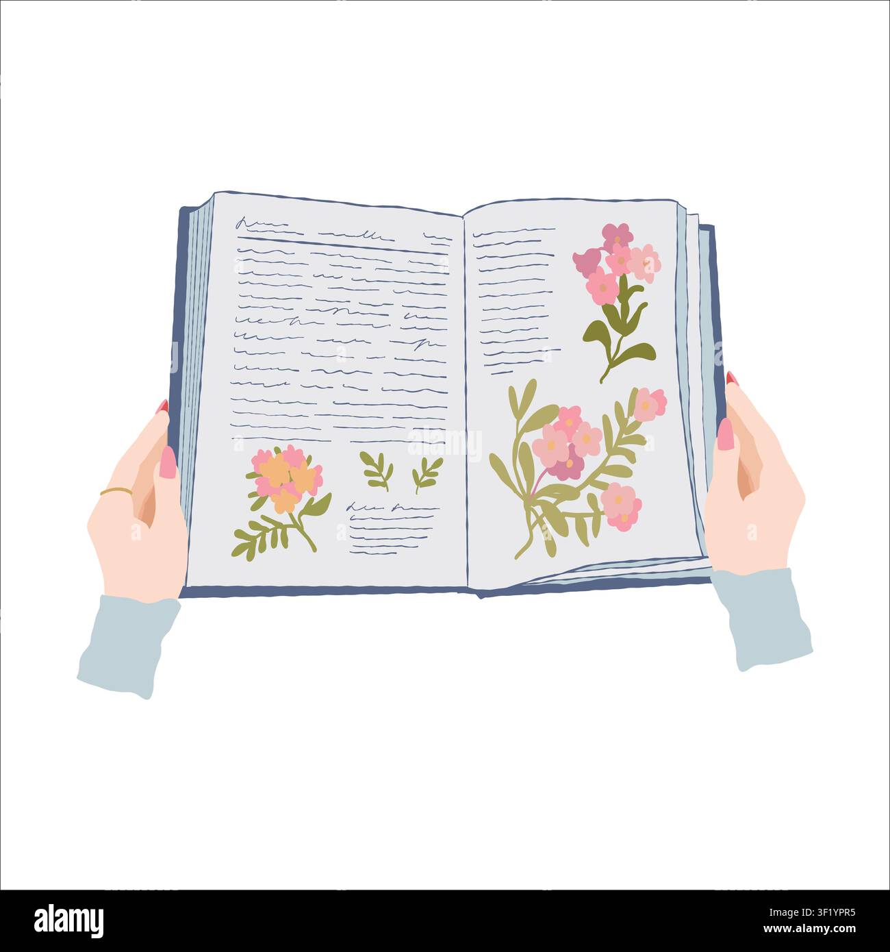Illustration vectorielle d'un livre ouvert. Clipart d'encyclopédie avec des fleurs dans un style plat, isolé sur fond blanc. Bibliothèque. Littérature éducative et scolaire, manuel scolaire. Illustration vectorielle Illustration de Vecteur
