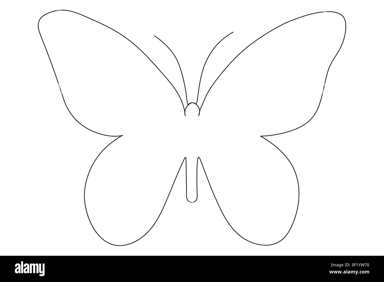 Dessin continu en forme de papillon avec fond blanc et contour épais en trait unique noir Illustration de Vecteur