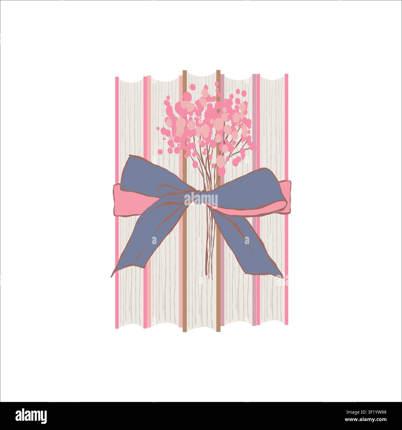 Illustration vectorielle d'une pile de livres et de fleurs noués avec un ruban. Clipart dans un style plat et girly. Fiction et non-fiction. Illustration de Vecteur