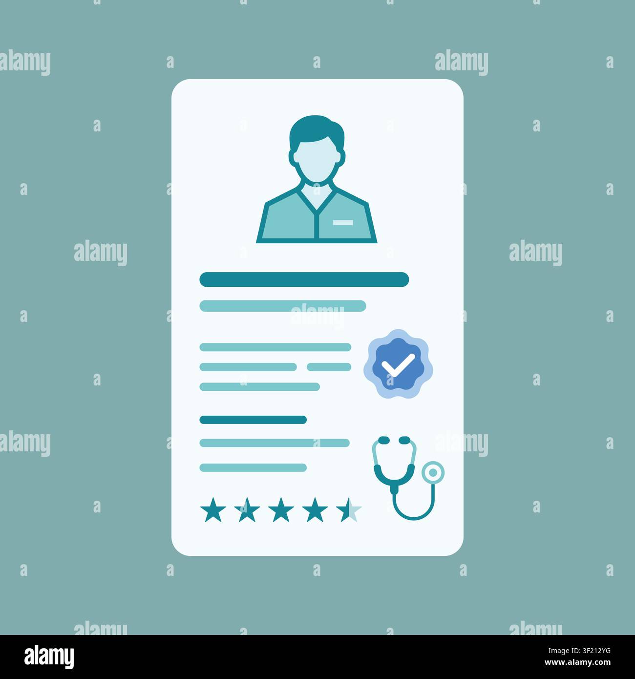 Illustration de carte de profil de médecin vérifié pour une application de santé Illustration de Vecteur