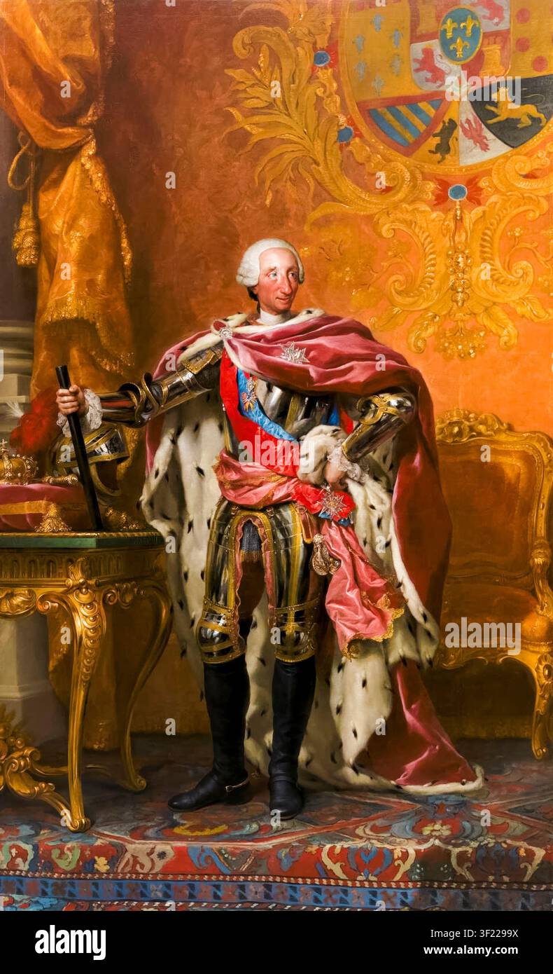 Charles III d'Espagne (1716-1788), roi d'Espagne, peinture à l'huile sur toile par Anton Raphael Mengs, 1764-1766 Banque D'Images