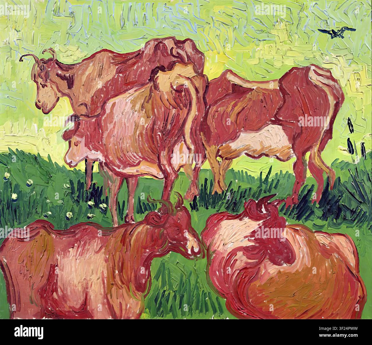 Vincent van Gogh – Les Vaches (d'après Jordaens) / Les Vaches, 1890. Huile sur toile post-impressionniste. Archium Banque D'Images