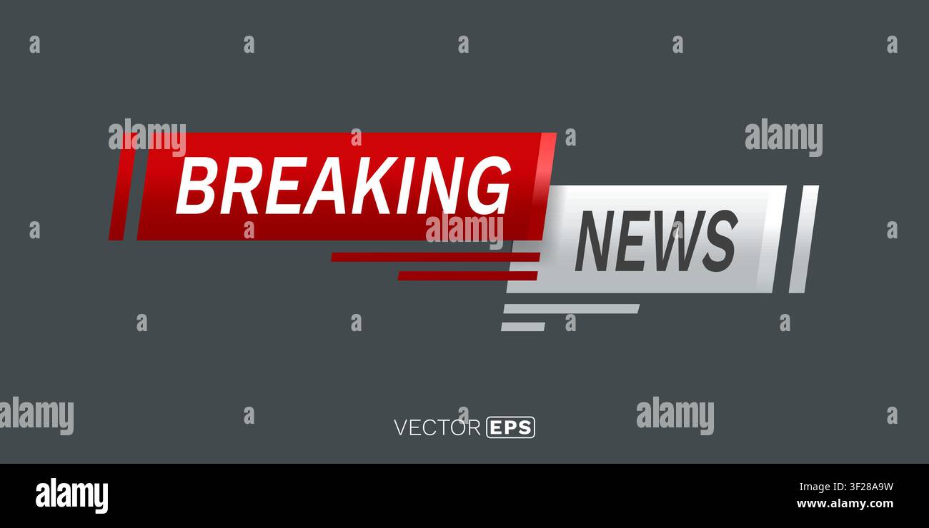 Bannière Breaking News dans un style moderne rouge et blanc. Parfait pour les alertes médiatiques urgentes et la diffusion. Illustration vectorielle Illustration de Vecteur