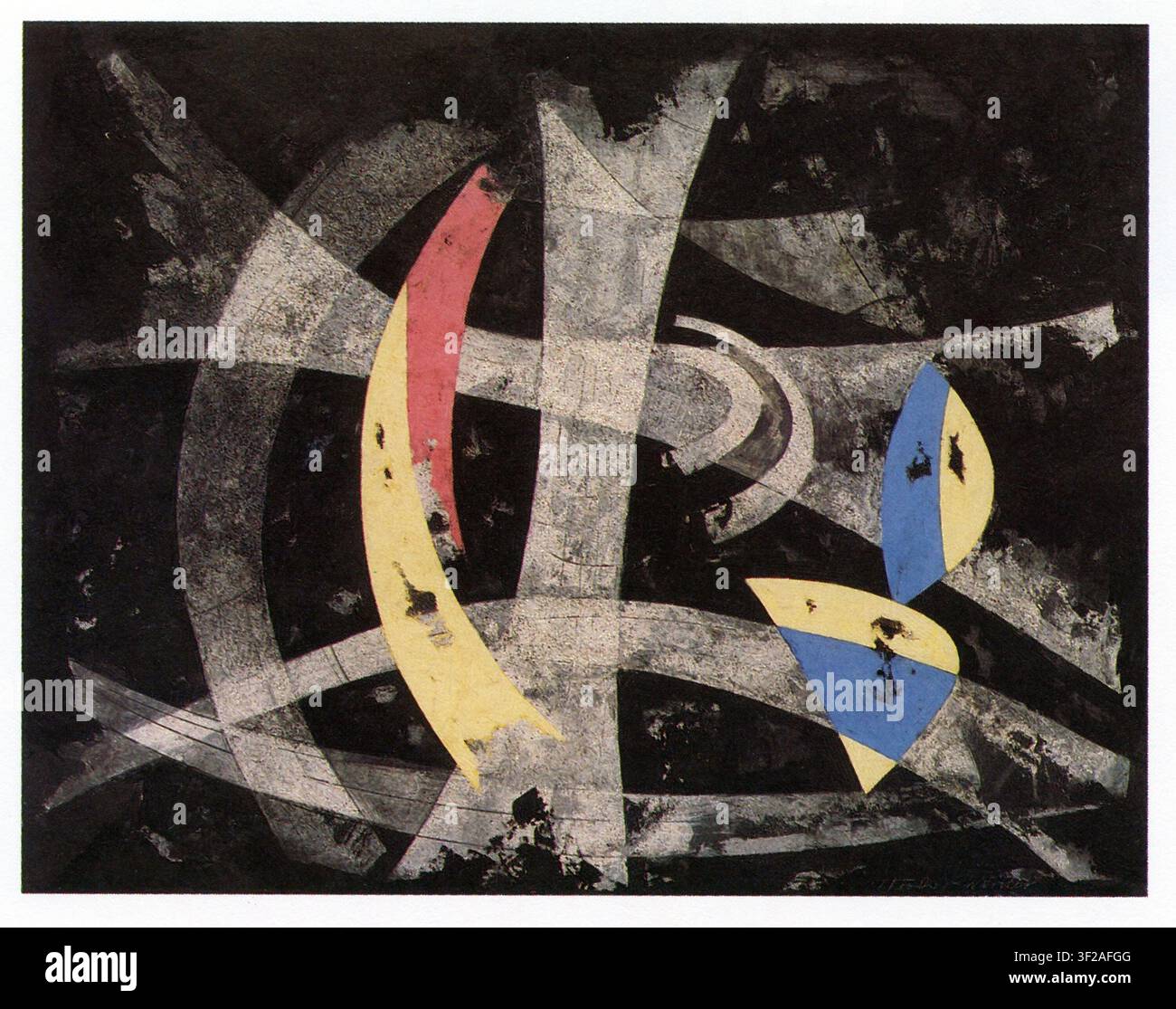 Theodor Werner, Construction Gris-Blanc sur fond noir 1952 ; Design gris et blanc sur fond noir ; Banque D'Images