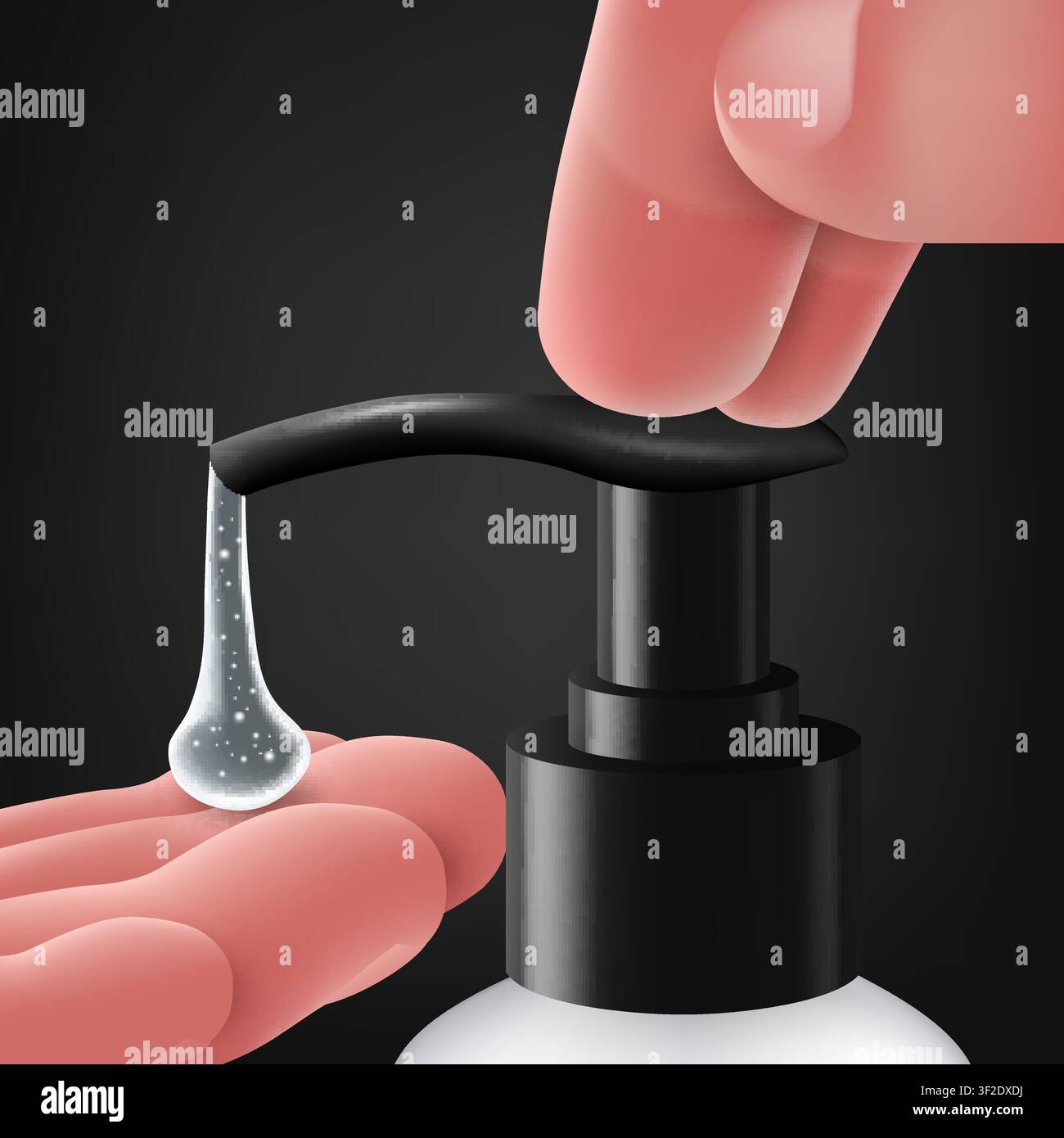 Mains réalistes utilisant une pompe de gel désinfectant pour les mains, illustration vectorielle Illustration de Vecteur