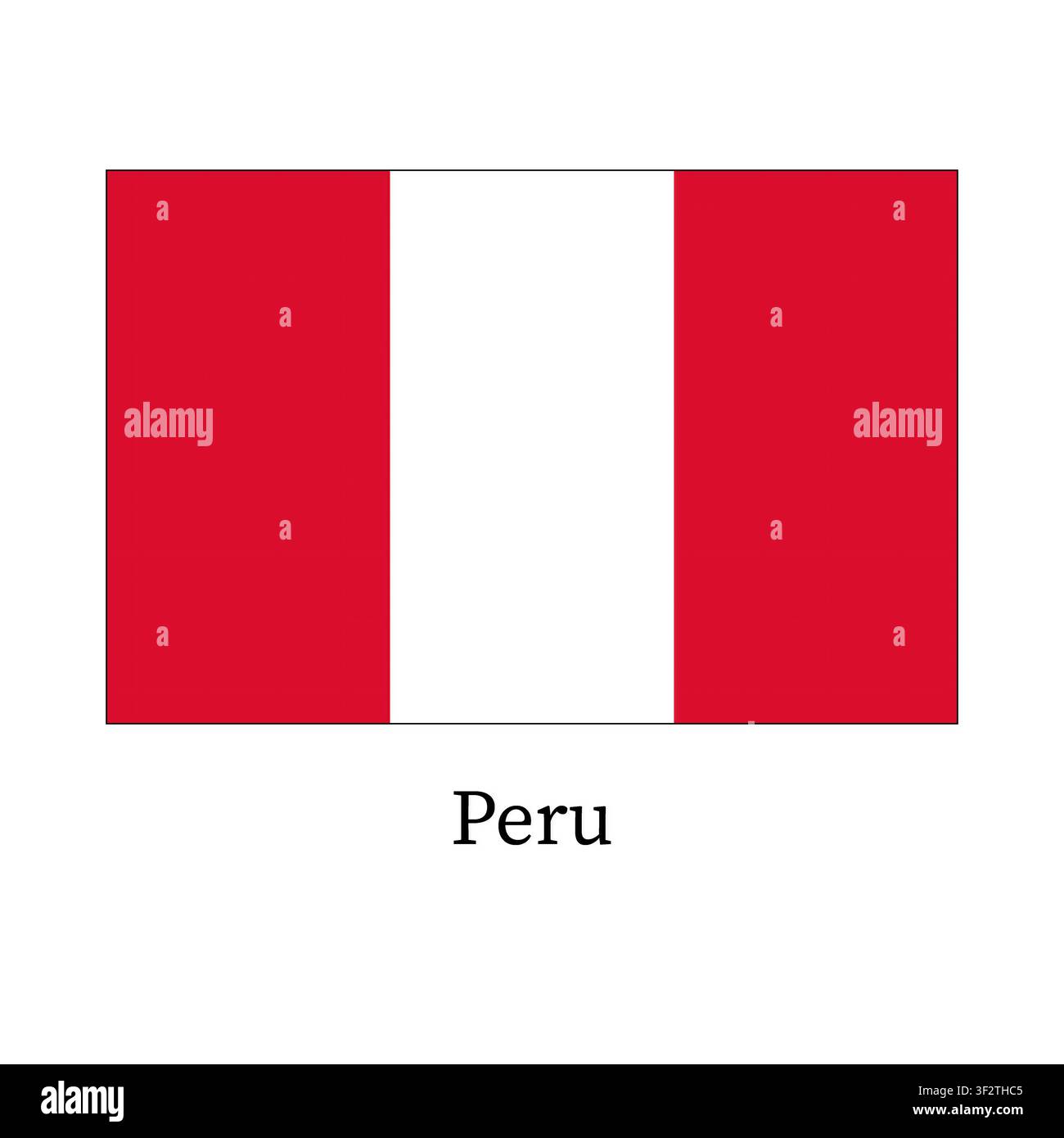 Le drapeau du Pérou sur fond blanc. Banque D'Images