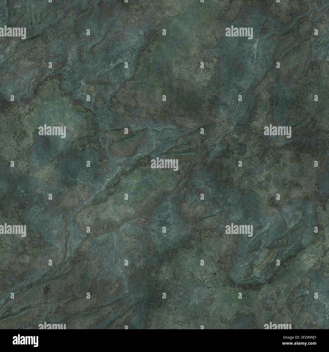 Une texture abstraite en pierre d'ardoise avec une couleur vert bleu oxydé et des motifs minéraux organiques subtils. Banque D'Images