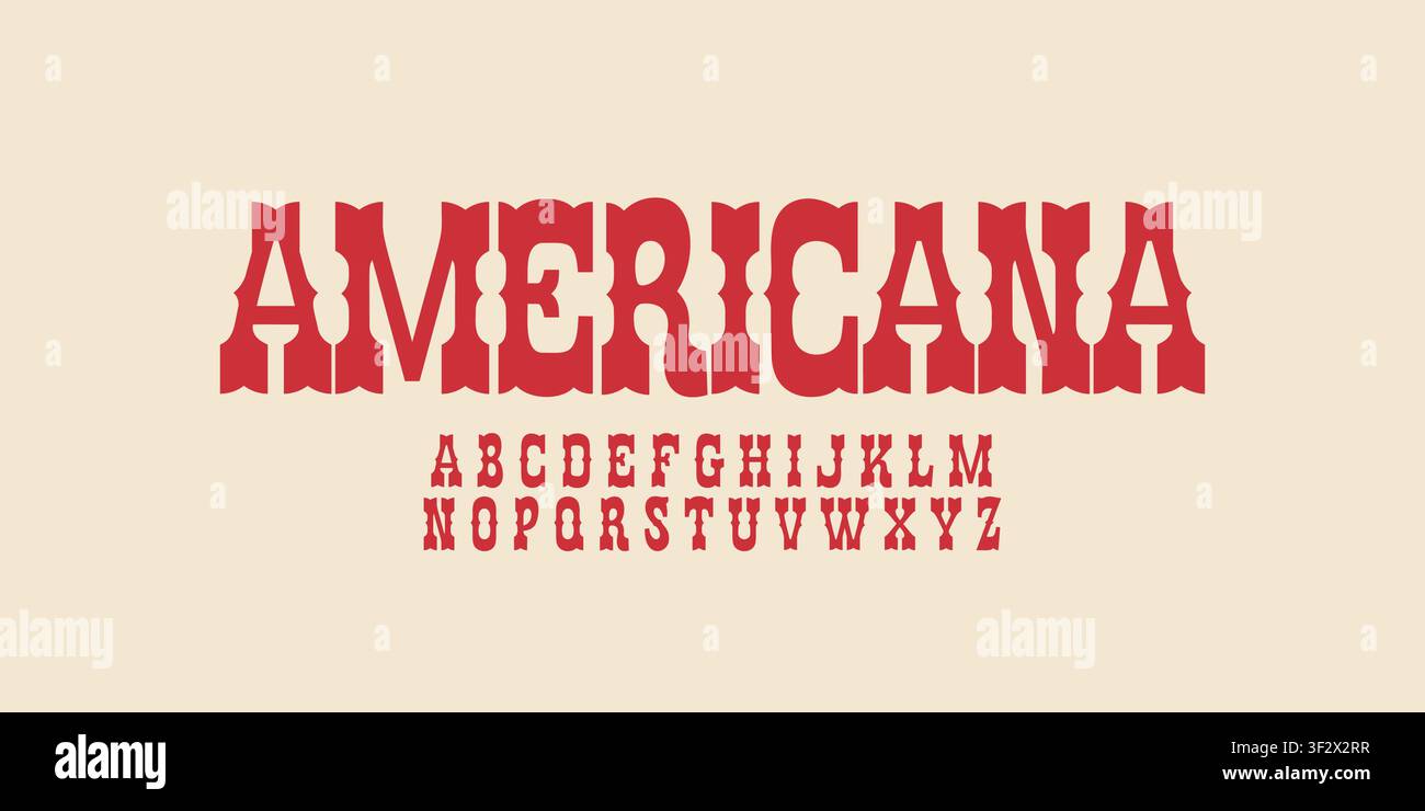 Alphabet de logo de police western vintage, ensemble de lettres Vegas, typographie ancienne, design typographique rétro pour texte mexicain, affiche de hors-la-loi du Texas, titre de casino, sauvage Illustration de Vecteur