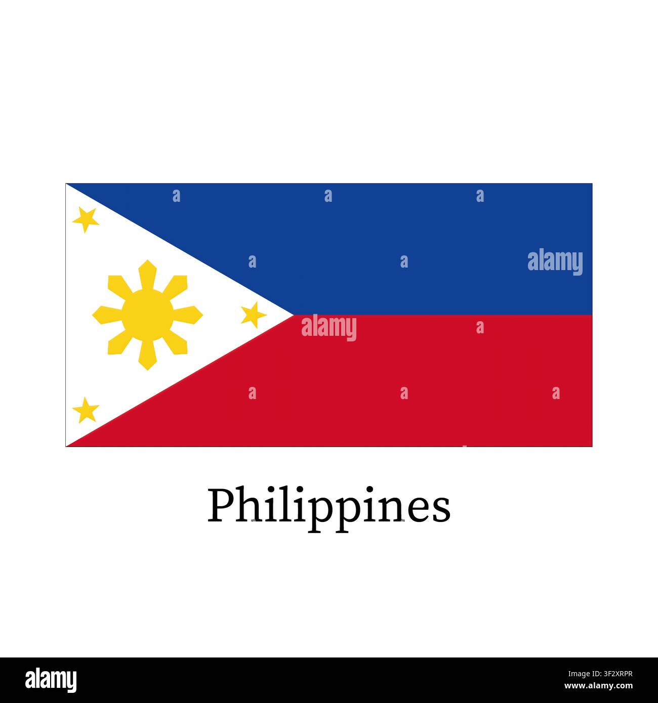 Le drapeau des Philippines sur fond blanc. Banque D'Images