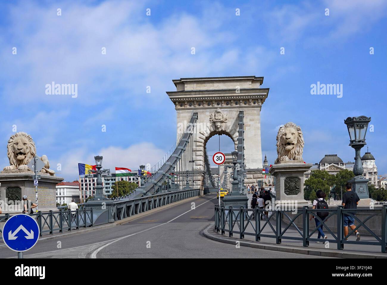 Pont de chaîne sur le Danube à Budapest Banque D'Images