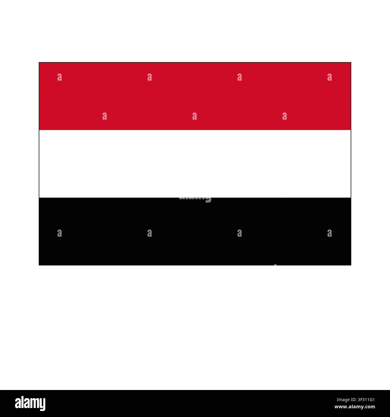 Le drapeau du Yémen sur fond blanc. Banque D'Images