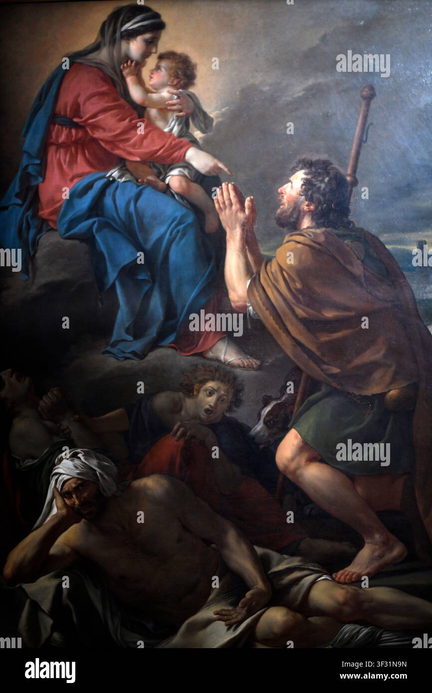 Saint Roch Intercédeur auprès de la Vierge pour les pestiférés (Saint Roch intercédant la Vierge pour les pestiférés), peint en 1780 par le néoclassicisme français Banque D'Images