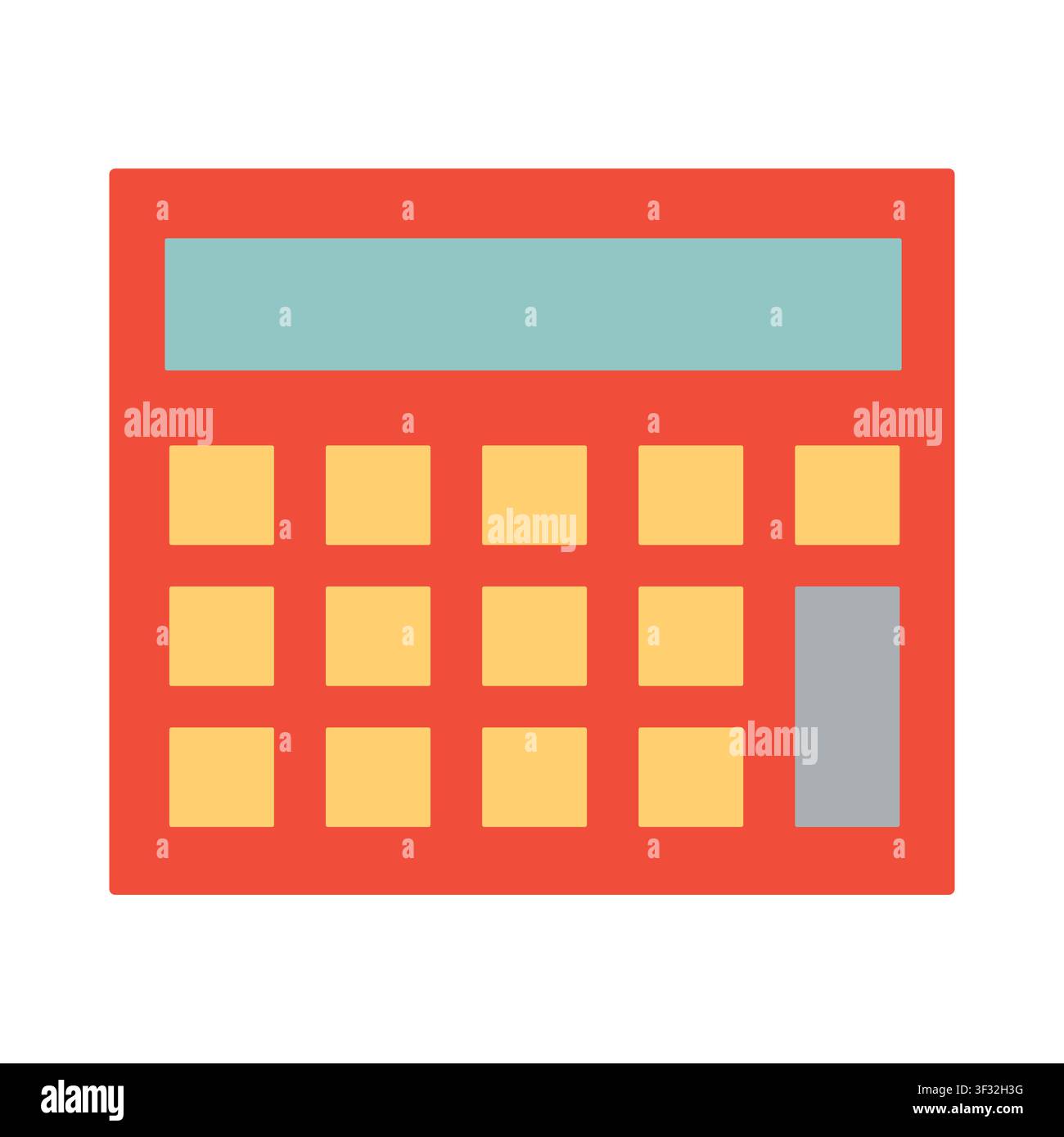 Un clavier de calculatrice au design plat et propre avec des touches numériques jaunes et une touche Entrée grise, isolé sur fond blanc pour une utilisation dans les interfaces numériques Illustration de Vecteur