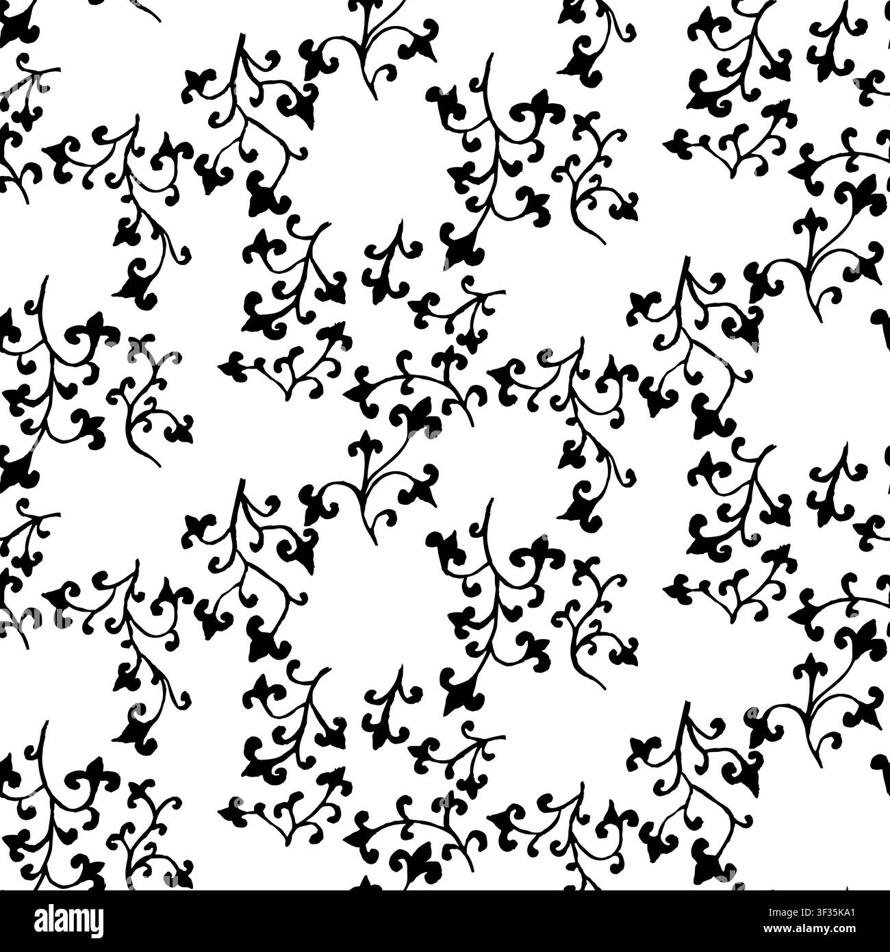 Motif chiné en style aquarelle monochrome noir et blanc avec feuilles sans couture. Motif botanique répétitif en forme de pot d'ingwer Illustration de Vecteur