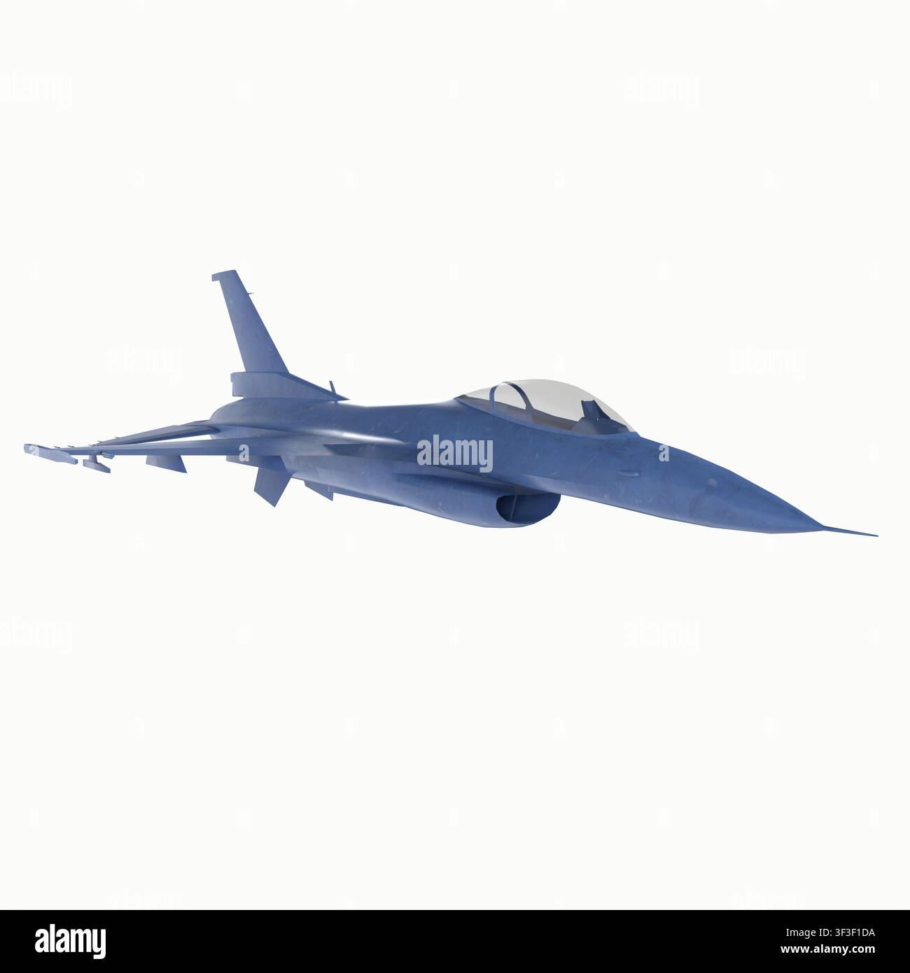 Rendu 3D d'un avion de chasse bleu isolé sur fond blanc Banque D'Images