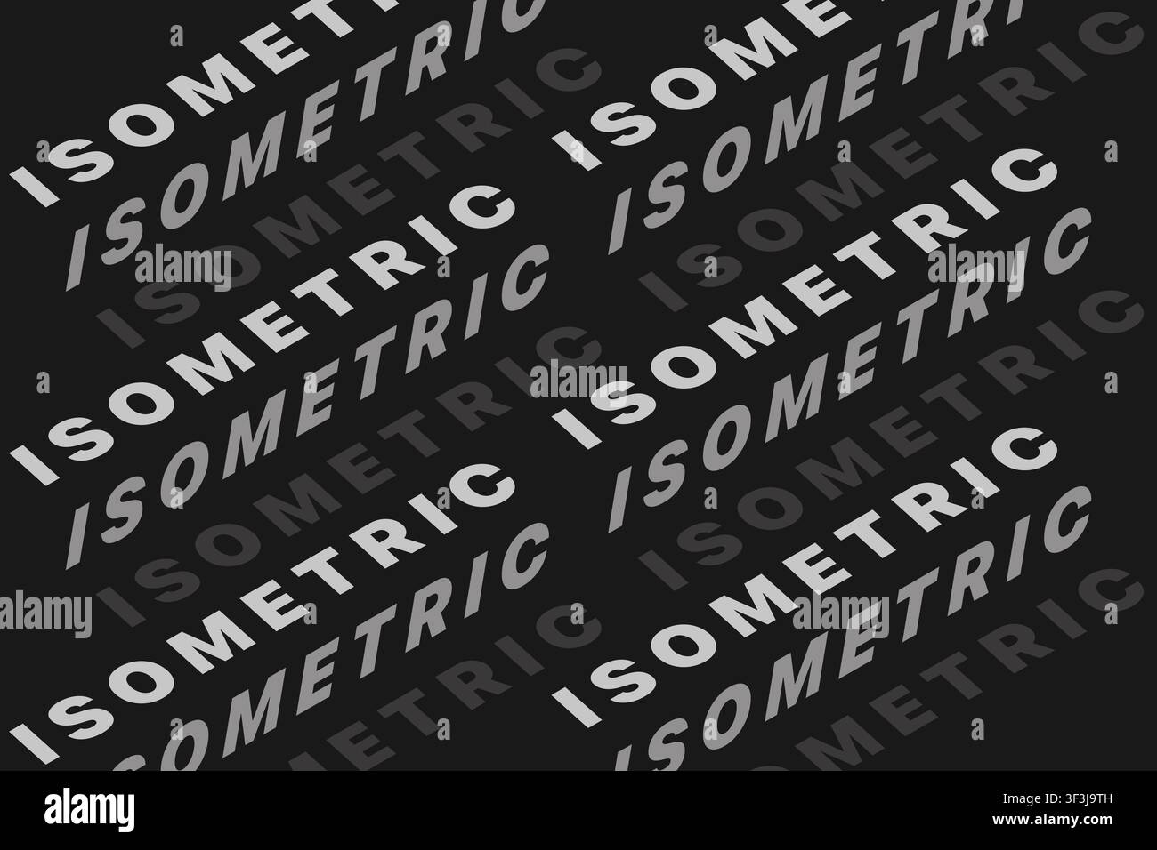 Motif typographique isométrique moderne avec texte sans empattement diagonal répété en gras sur fond gris foncé minimaliste brutaliste vectoriel contemporain Illustration de Vecteur
