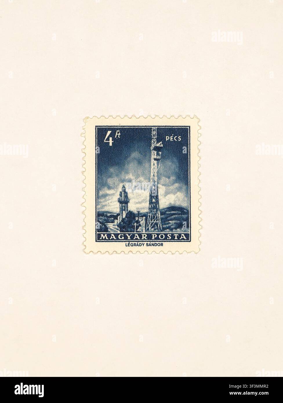 Timbre du pylône TV de Pécs - 1972, Poste hongroise, Magyar Posta, Hongrie, Magyarország, Europe Banque D'Images