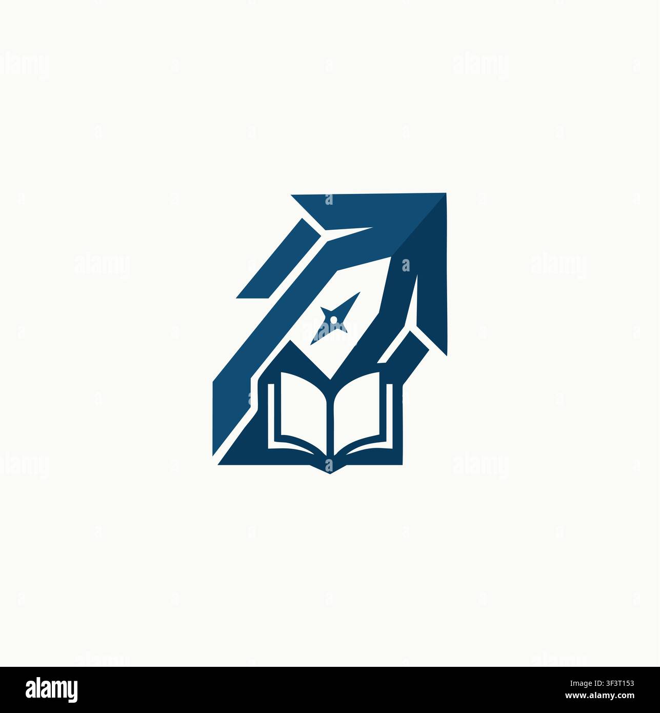Logo vectoriel moderne professionnel géométrique livre flèche compas éducation Illustration de Vecteur