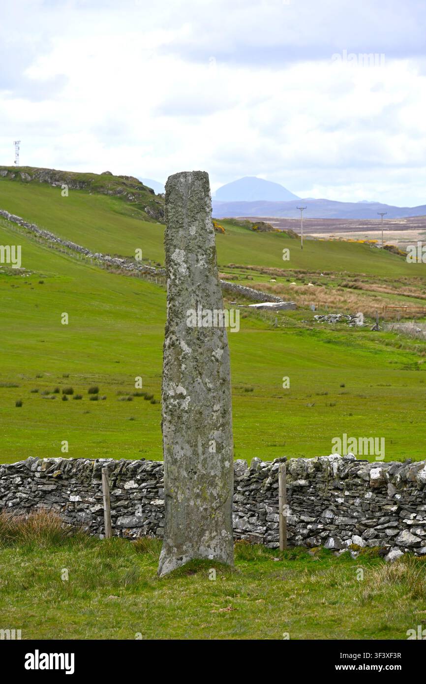 Le menhir de Ballinaby, menhir, Île d'Islay, Écosse, Royaume-Uni, mai Banque D'Images