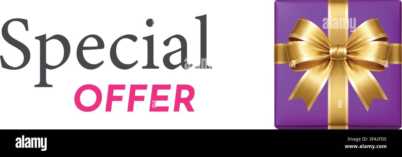 Bannière de typographie pour offre spéciale avec coffret cadeau de luxe. Design de réduction promotionnelle pour la campagne de vente au détail de la Fête des Pères Illustration de Vecteur