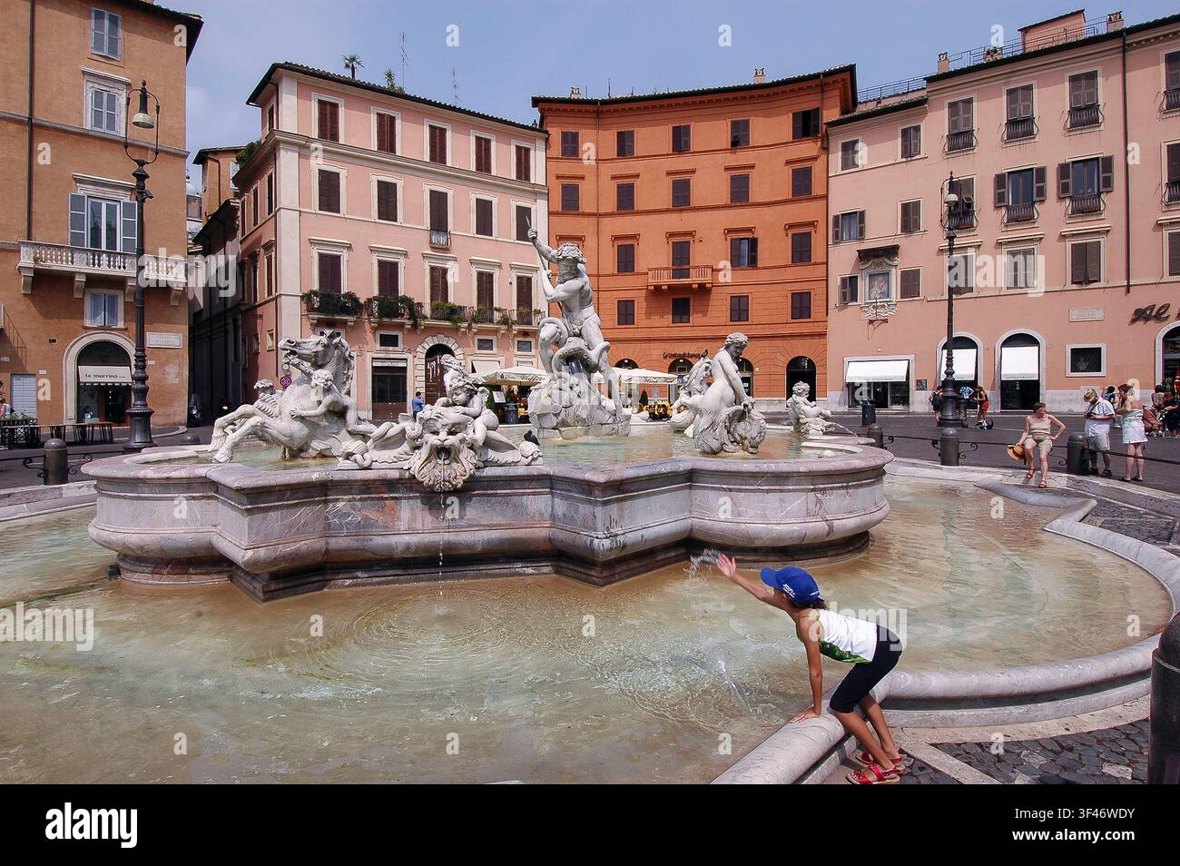 Italie Latium Lazium Rome Piazza Navona Fontaine de Neptune Banque D'Images