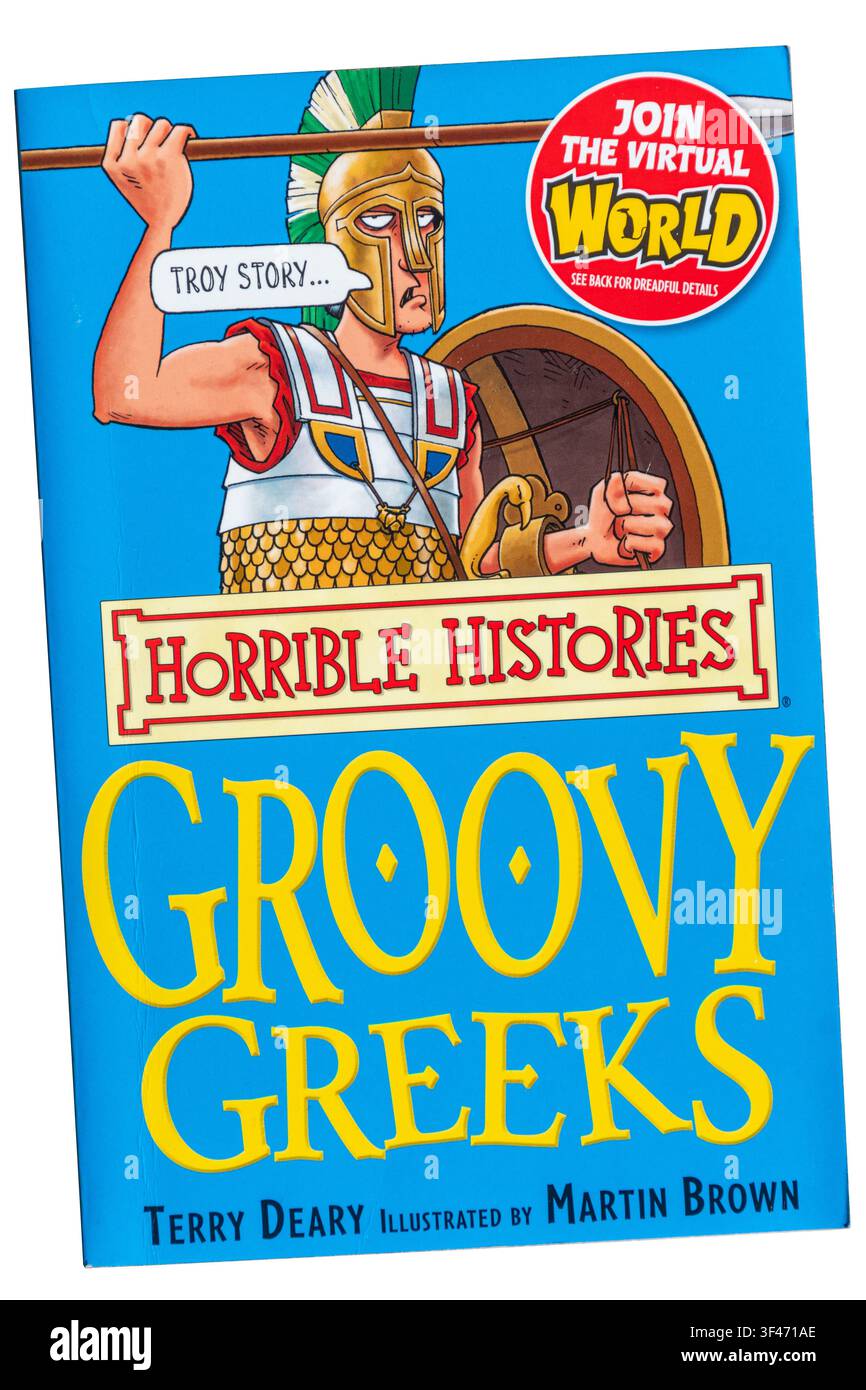 Grecs groovy dans la série de livres "Horrible Histories" de l'écrivain britannique Terry Deary Banque D'Images