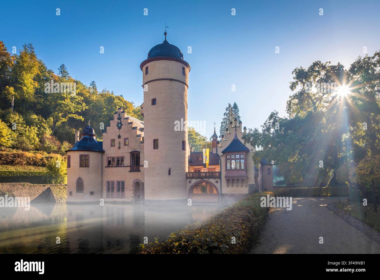 Château de Mespelbrunn, Basse Franconie, Bavière, Allemagne Banque D'Images