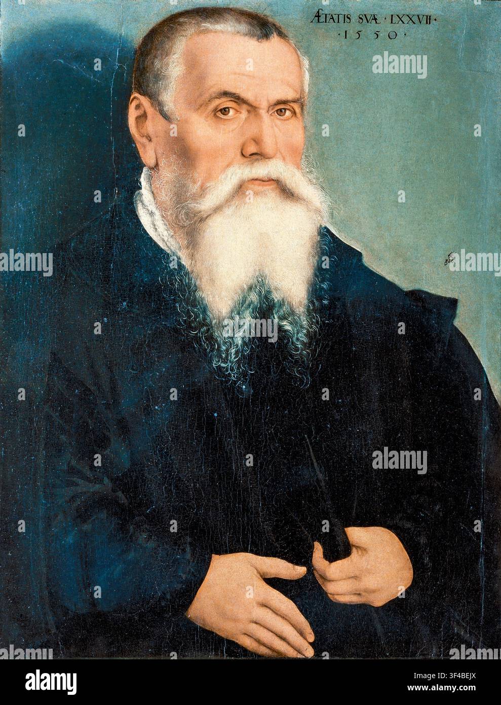 Lucas Cranach l'Ancien (1472-1553), peintre et graveur allemand, peinture de portrait à l'huile sur panneau par Lucas Cranach le Jeune, 1550 Banque D'Images