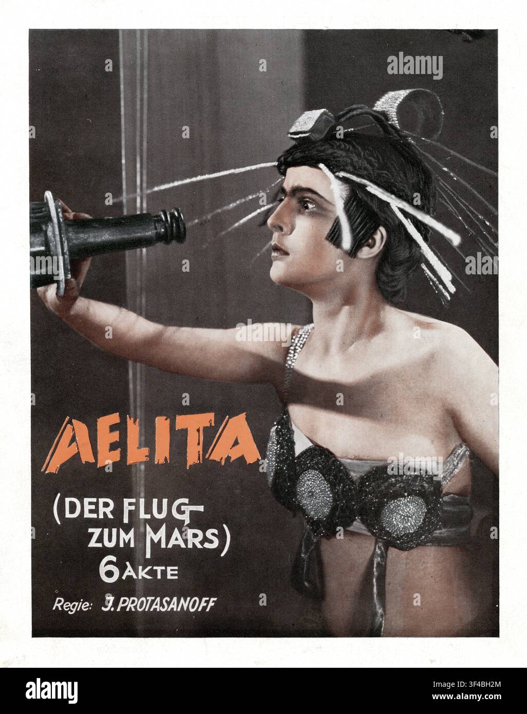 AELITA, film muet soviétique, premier film de science-fiction, avant-garde, Yakov Protasanov, d'après le roman de Tolstoï, affiche de film colorée pour le film Banque D'Images