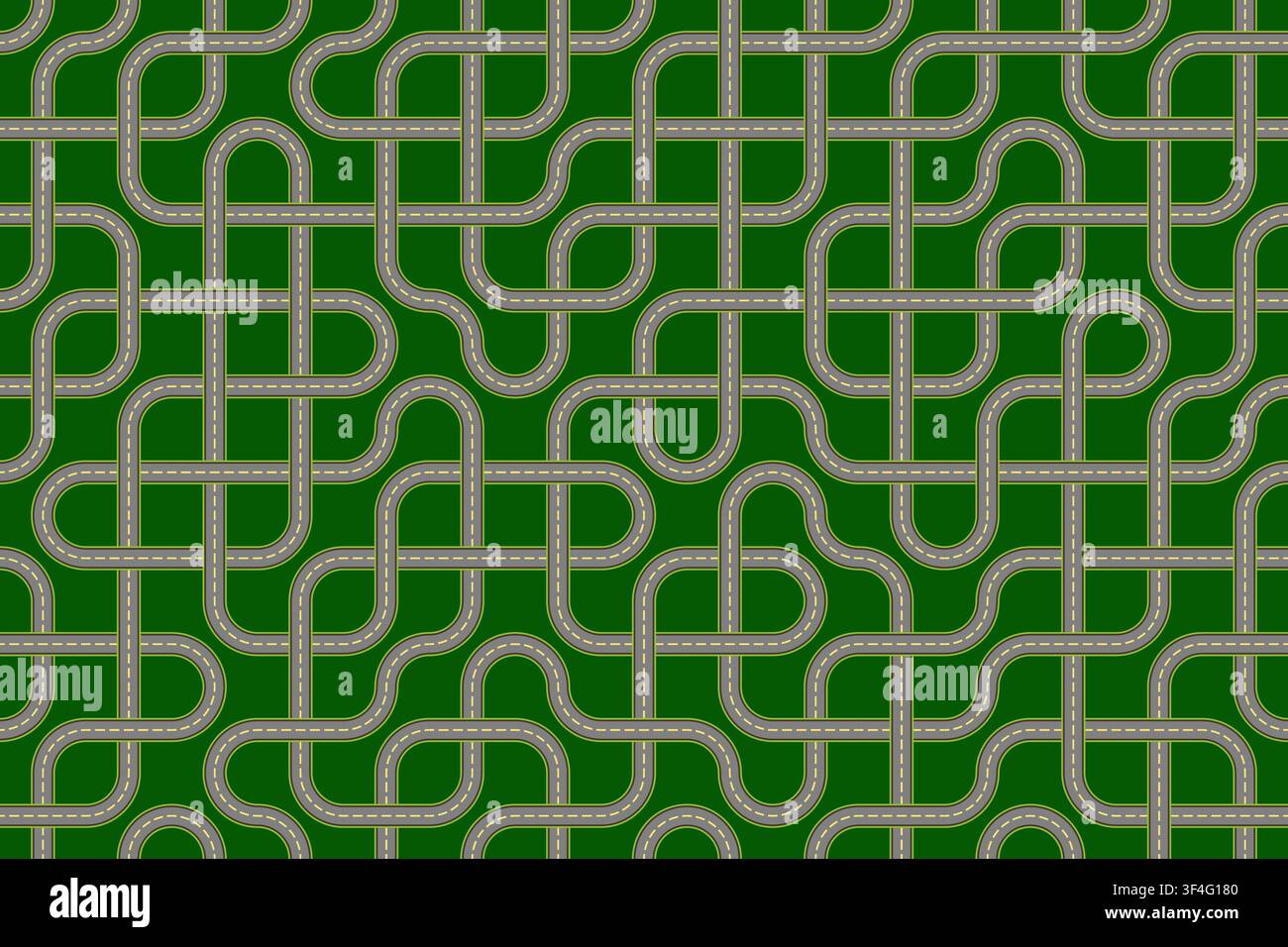 Fond labyrinthe routier abstrait avec chevauchement. Carte de route goudronnée sinueuse et labyrinthe de pistes courbes vue aérienne motif vectoriel de chemin sans couture Illustration de Vecteur