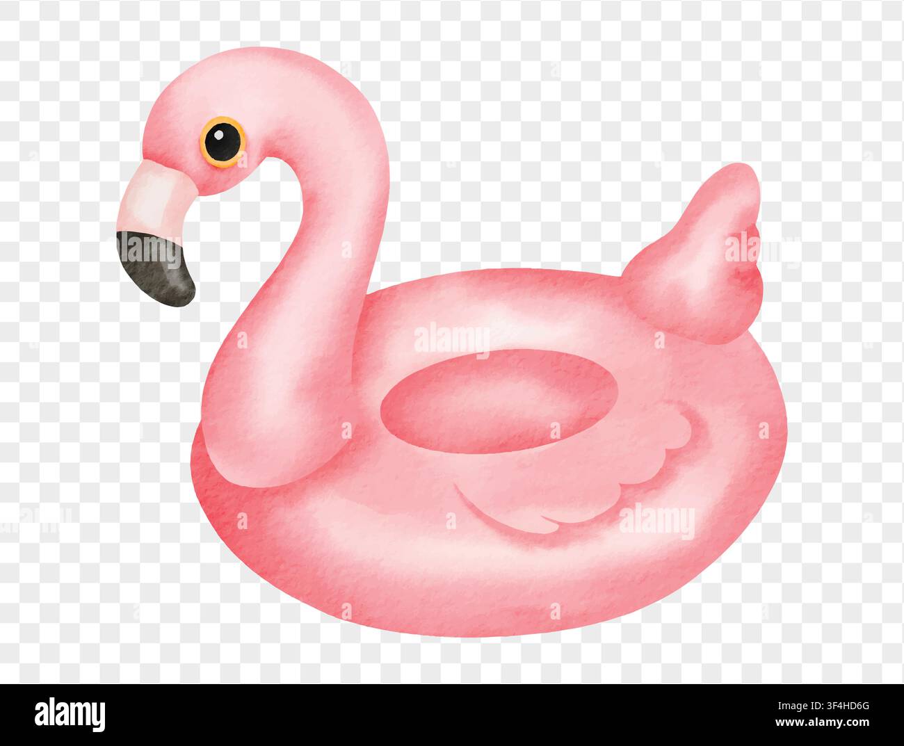 Anneau de natation gonflable flamant rose de style aquarelle, jouet flottant d'été pour piscine pour les vacances à la plage en format vectoriel. Illustration de Vecteur