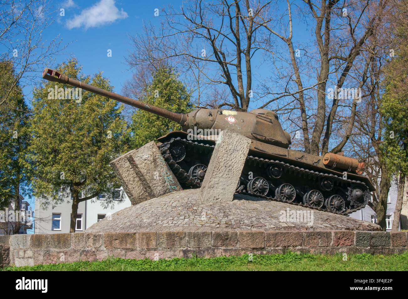 Monument du char IS-2 - Mémorial de la Libération. Lębork, Pologne. Banque D'Images