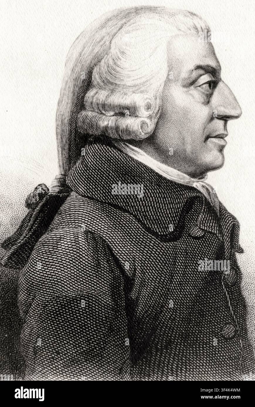 Adam Smith (1723-1790), économiste et philosophe écossais, gravure de portrait de profil, vers le XIXe siècle d'après James Tassie Banque D'Images