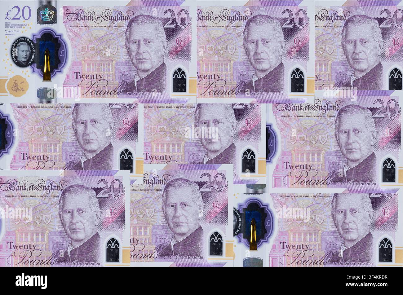 Photographie en studio d'un billet en polymère du Royaume-Uni de Charles III Banque D'Images
