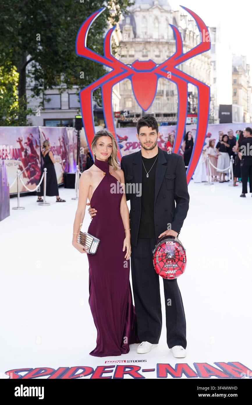 Esteban Ocon (à gauche) et Flavy Barla arrivent pour la première britannique de Spider-Man Brand New Day à l'Odeon Luxe, Leicester Square, dans le centre de Londres. Date de la photo : mercredi 29 juillet 2026. Banque D'Images