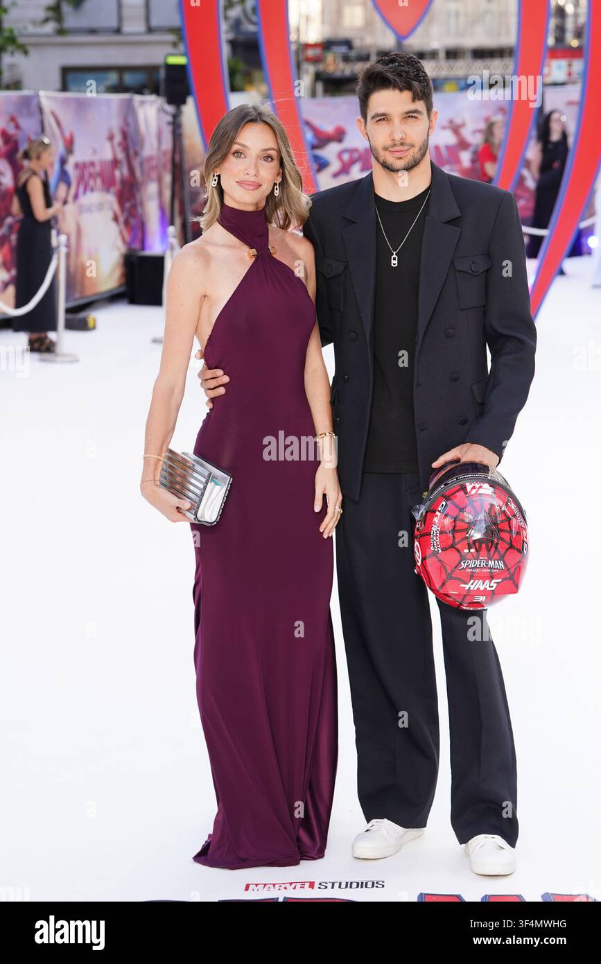 Esteban Ocon (à gauche) et Flavy Barla arrivent pour la première britannique de Spider-Man Brand New Day à l'Odeon Luxe, Leicester Square, dans le centre de Londres. Date de la photo : mercredi 29 juillet 2026. Banque D'Images