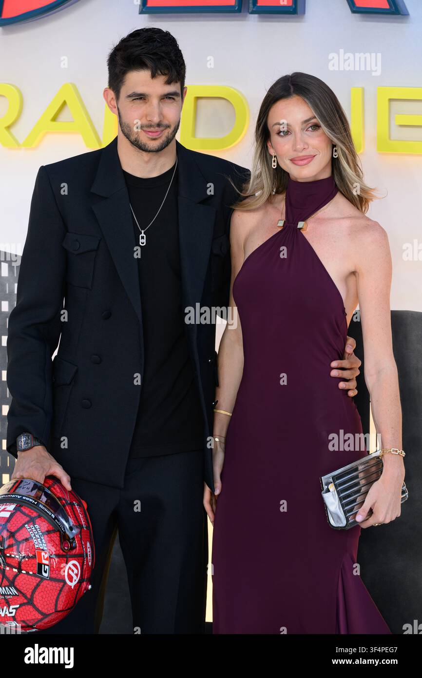 Londres, Royaume-Uni. 29 juillet 2026. Esteban Ocon et Flavy Barla assistant à la première britannique de Spider-Man Brand New Day, Leicester Square. Credit : Doug Peters/EMPICS/Alamy Live News Banque D'Images