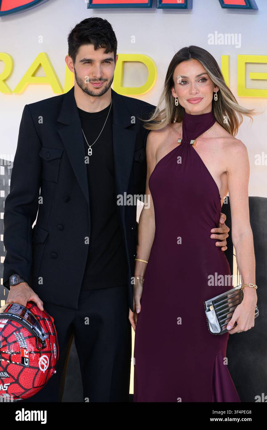 Londres, Royaume-Uni. 29 juillet 2026. Esteban Ocon et Flavy Barla assistant à la première britannique de Spider-Man Brand New Day, Leicester Square. Credit : Doug Peters/EMPICS/Alamy Live News Banque D'Images