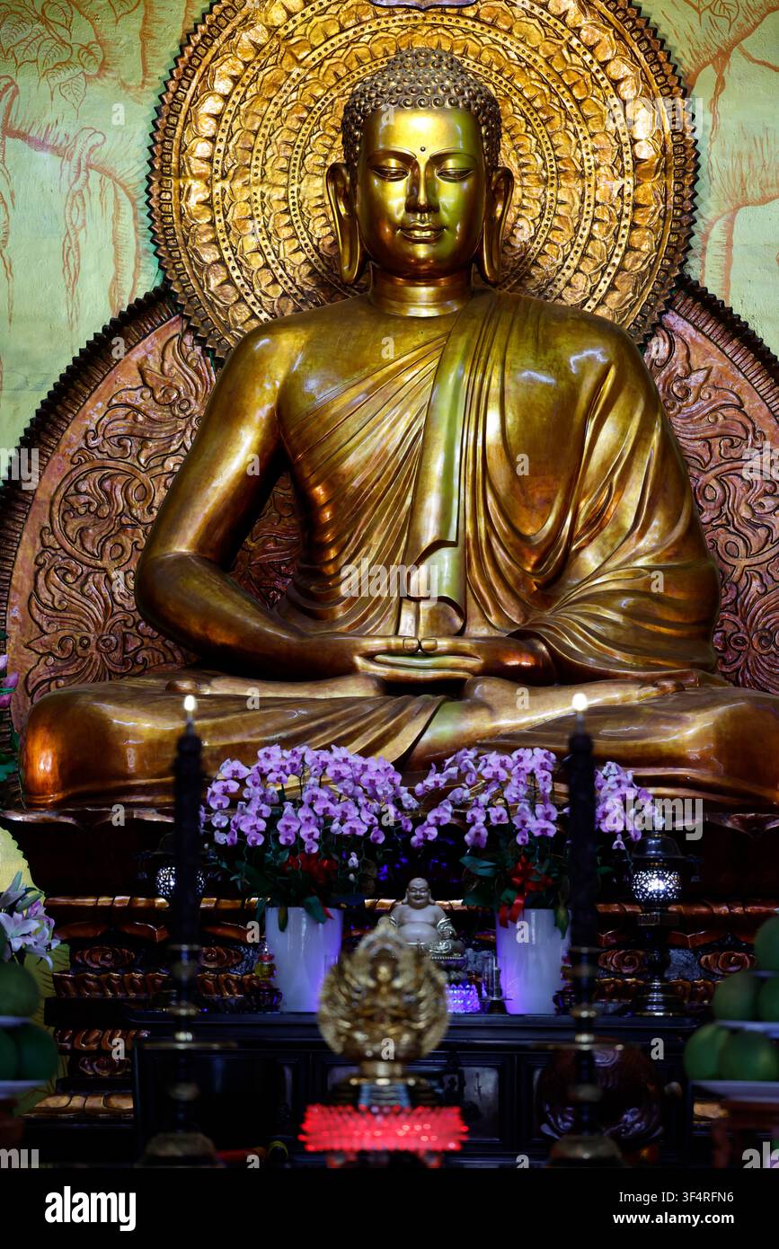 Pagode Xa Loi. Bouddha Sakyamuni en mudra dhyana. Ville de Hô Chi Minh. Vietnam. Banque D'Images