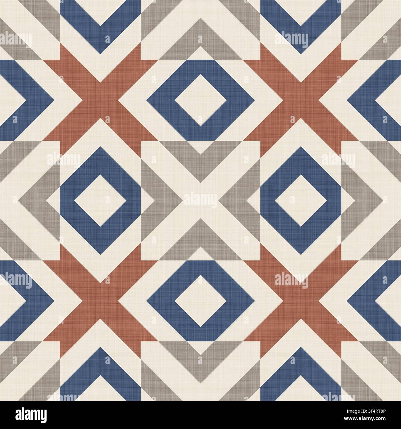 Motif géométrique tribal aztèque du Sud-Ouest. Fond de tapis de style bohème aux couleurs neutres, motif sans couture. Banque D'Images